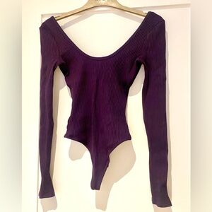 Aritzia- Wilfred deep purple thong bodysuit. Low back. Low cut front. Like new